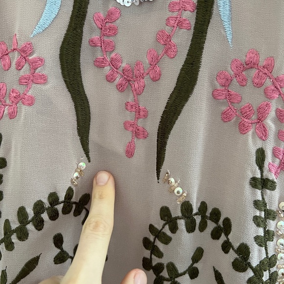 Frock and Frill Pink Embellished Knee Length Embroidered Dress Wedding UK 12 - Picture 6 of 11